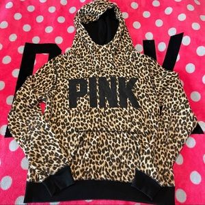 💗 VS PINK 💗 Cheetah Hoodie Large
